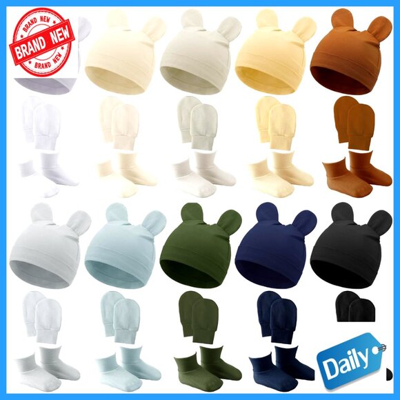 Newborn Hat Mittens Socks Set 10-Piece Cotton Infant Accessories 0-6 Months